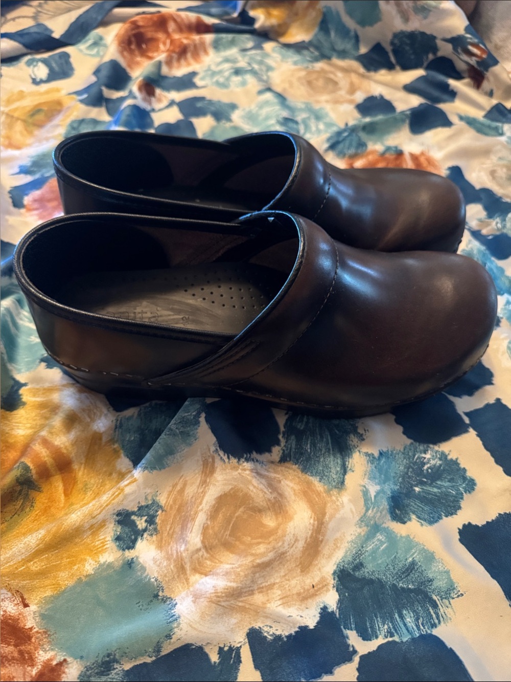 Sanita Antique Brown Leather Clogs